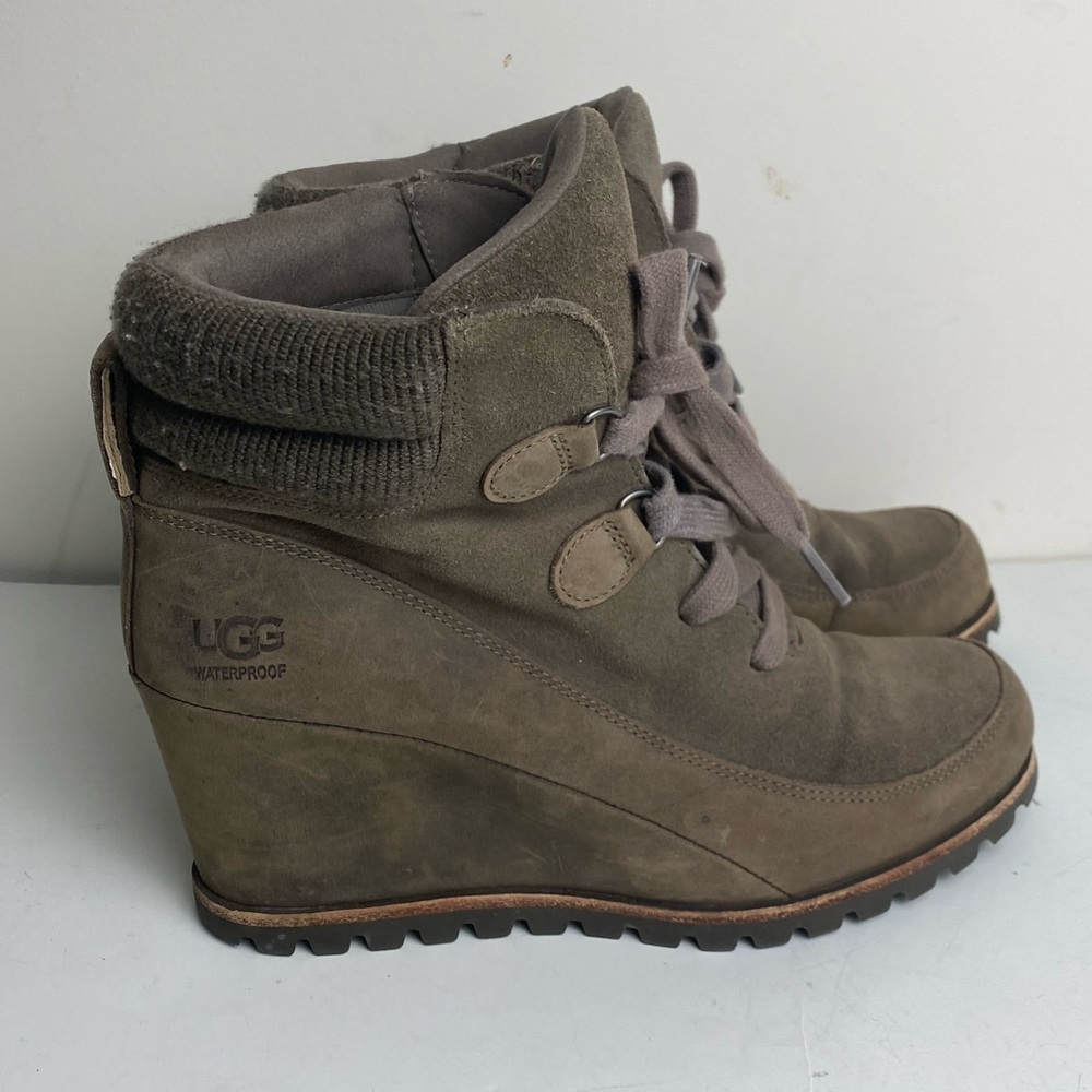 UGG Brown Ankle Boots with Wedge Heel